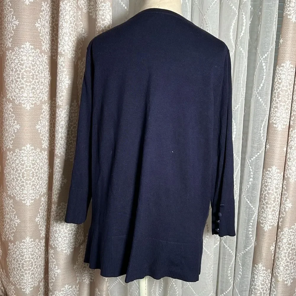 Premise Studio Woman cardigan in Navy w/ 3/4 sleeve size 1x